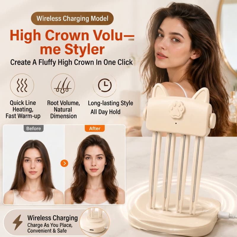 【Fácil de Usar】Cordless Heated Root Volumizer / Modelador de Cabelo para Raiz Alta / Ferramenta Portátil para Volume