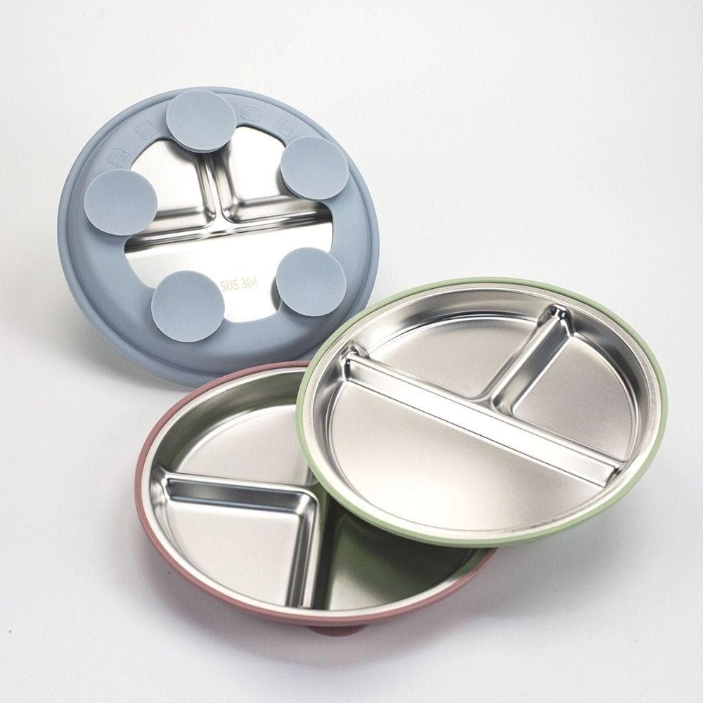 Pratos Infantis De 3 Grades , Prato De Jantar Com Ventosa Para Bebê Em Aço Inoxidável 304 Design Dividido