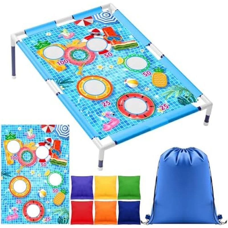 VioraWhite Summer Bean Bag Toss Game Para Crianças Ao Ar Livre Conjunto De Brinquedos Portáteis Cornhole Com 6 Sacos De