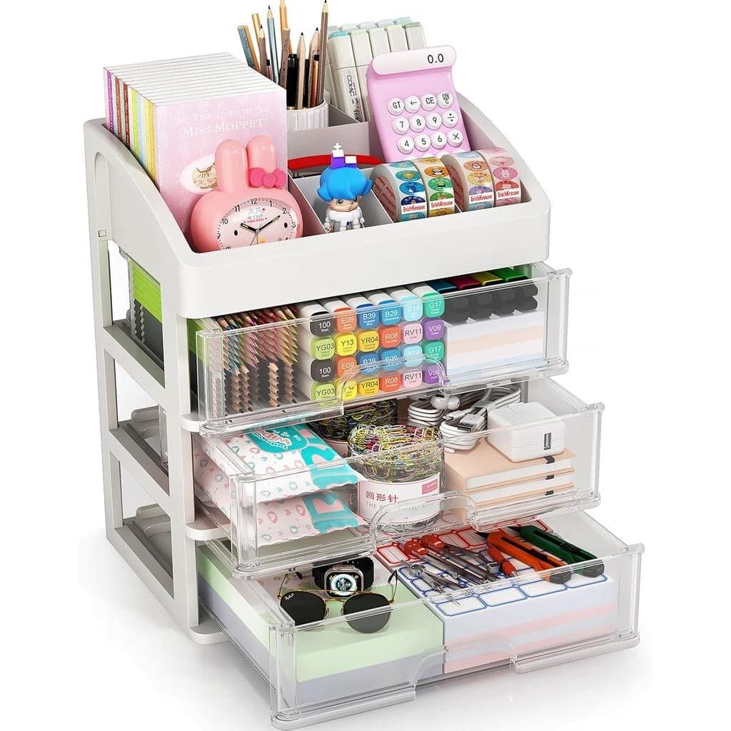 Organizador de Mesa com Gavetas, Organizador de Armazenamento com 3 Gavetas, Gavetas de Armazenamento para Mesa para Mat