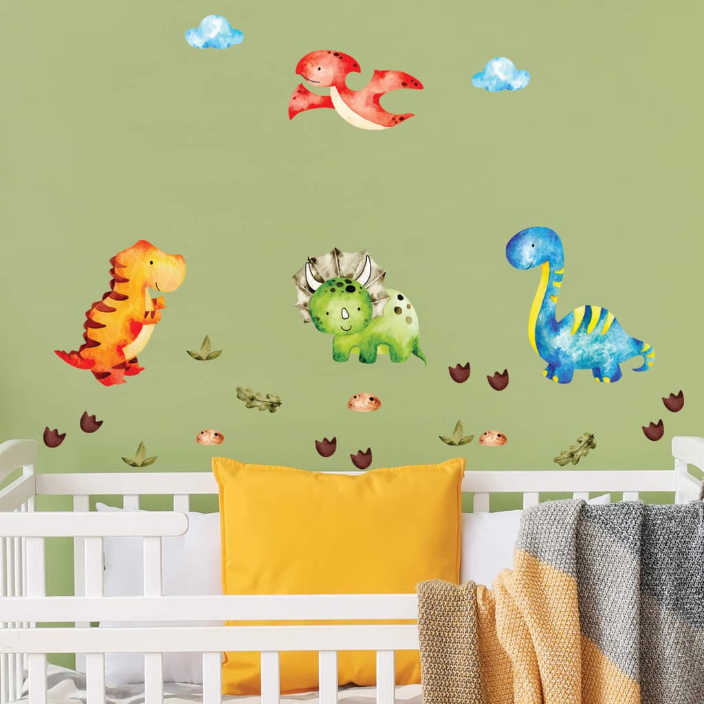 Adesivo de Parede Infantil Dinossauros Aquarela