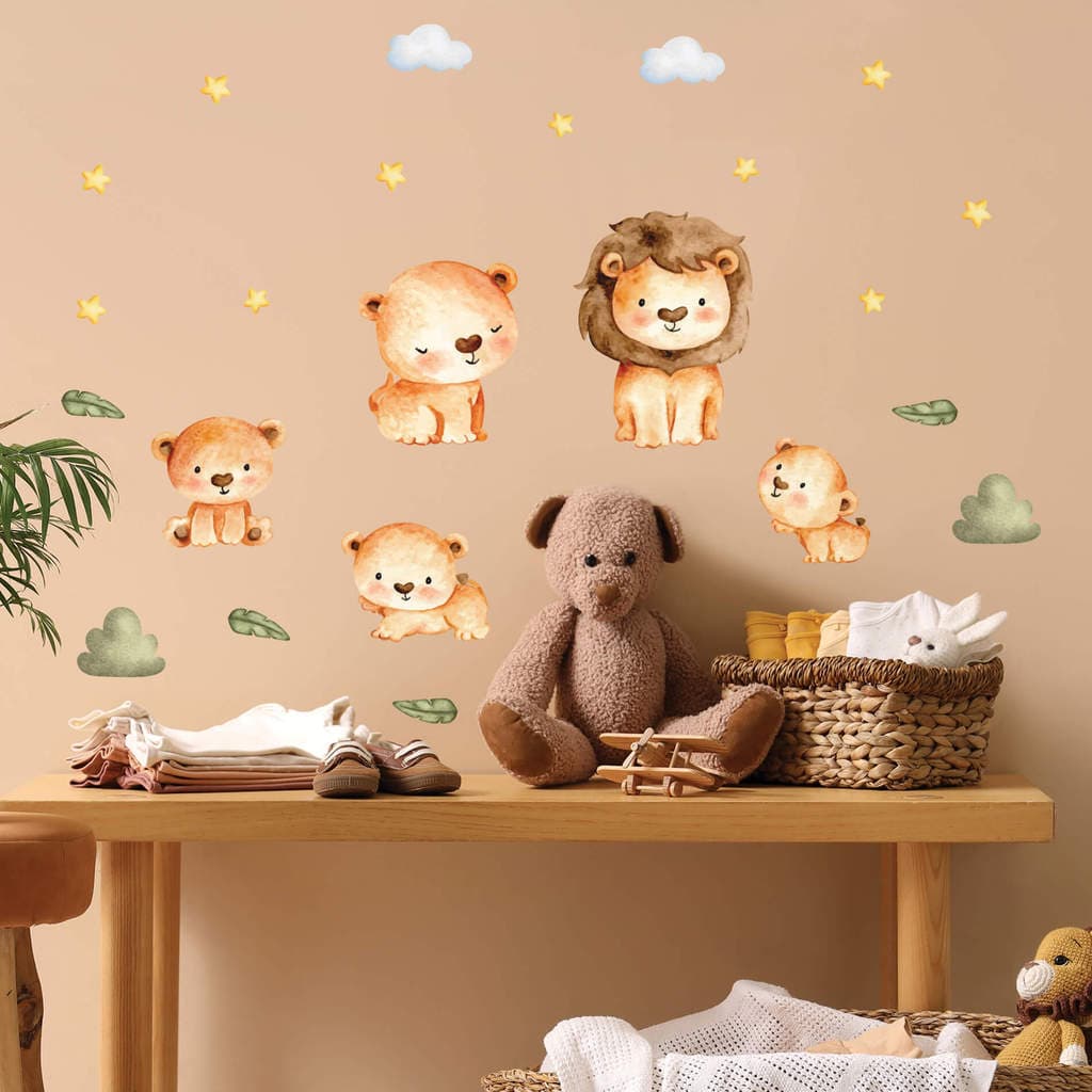 Adesivo de Parede Infantil Safari Leões
