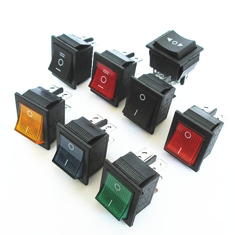 Interruptor basculante KCD4, botão de energia de alta potência, 4/6 pinos, luz vermelha/verde, 31*25mm, 16A, 25 07.257.2
