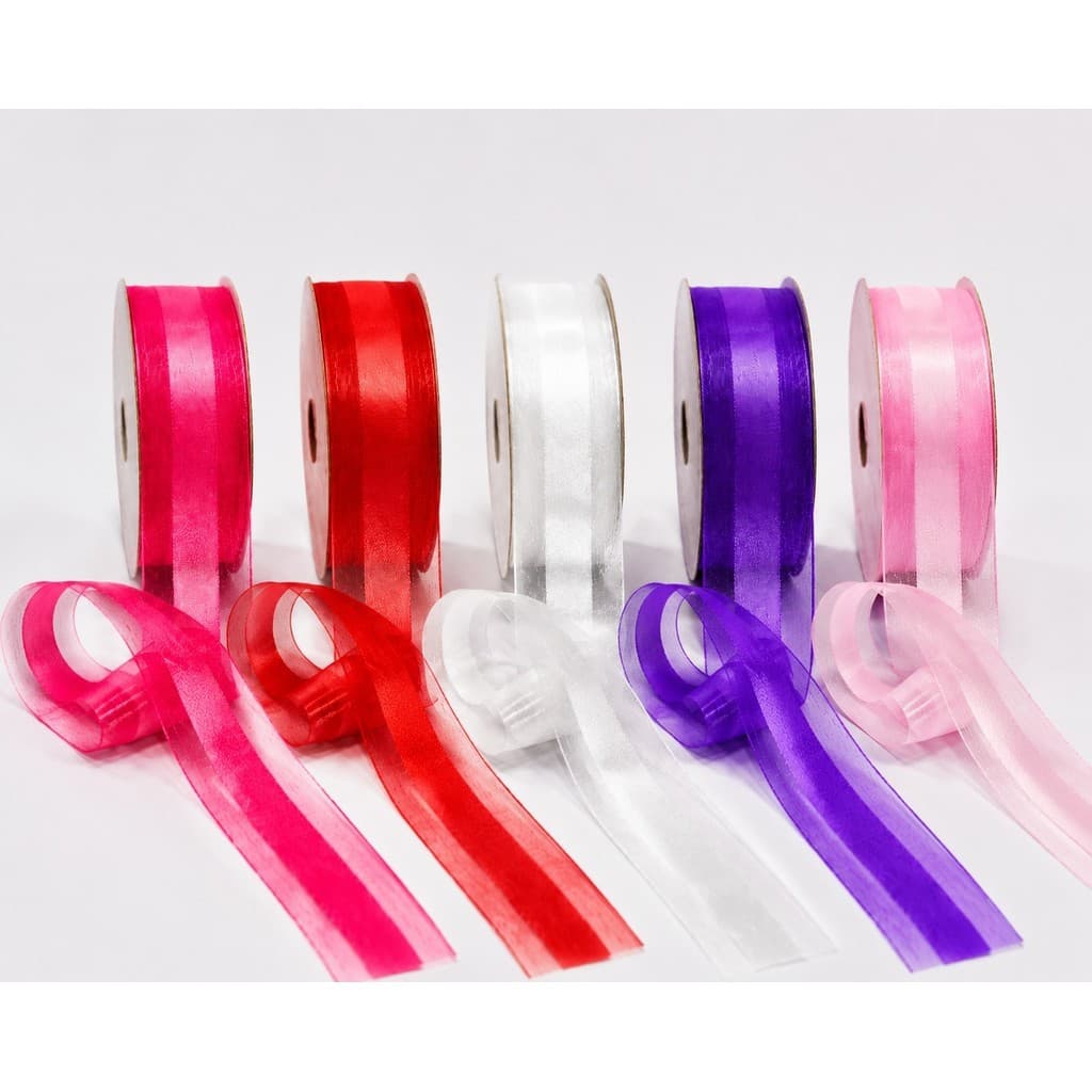 Fita Organza com Cetim N9 38mm Rolo 10m, 25m ou 50m | Laços, Embalagens e Artesanato