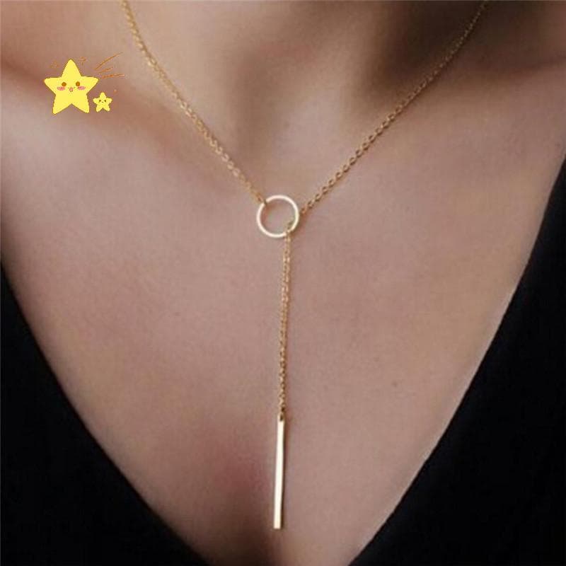[JBTH] Personalidade Feminina Simples Deslumbrante Barra Dourada Círculo Lariat Joias Nelace [JB]
