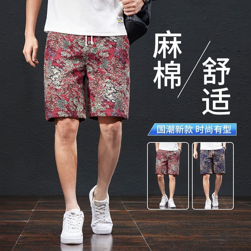 Shorts Casuais Estilo Masculino Chinês 2025 Calças Soltas Étnico De Praia Masculinas