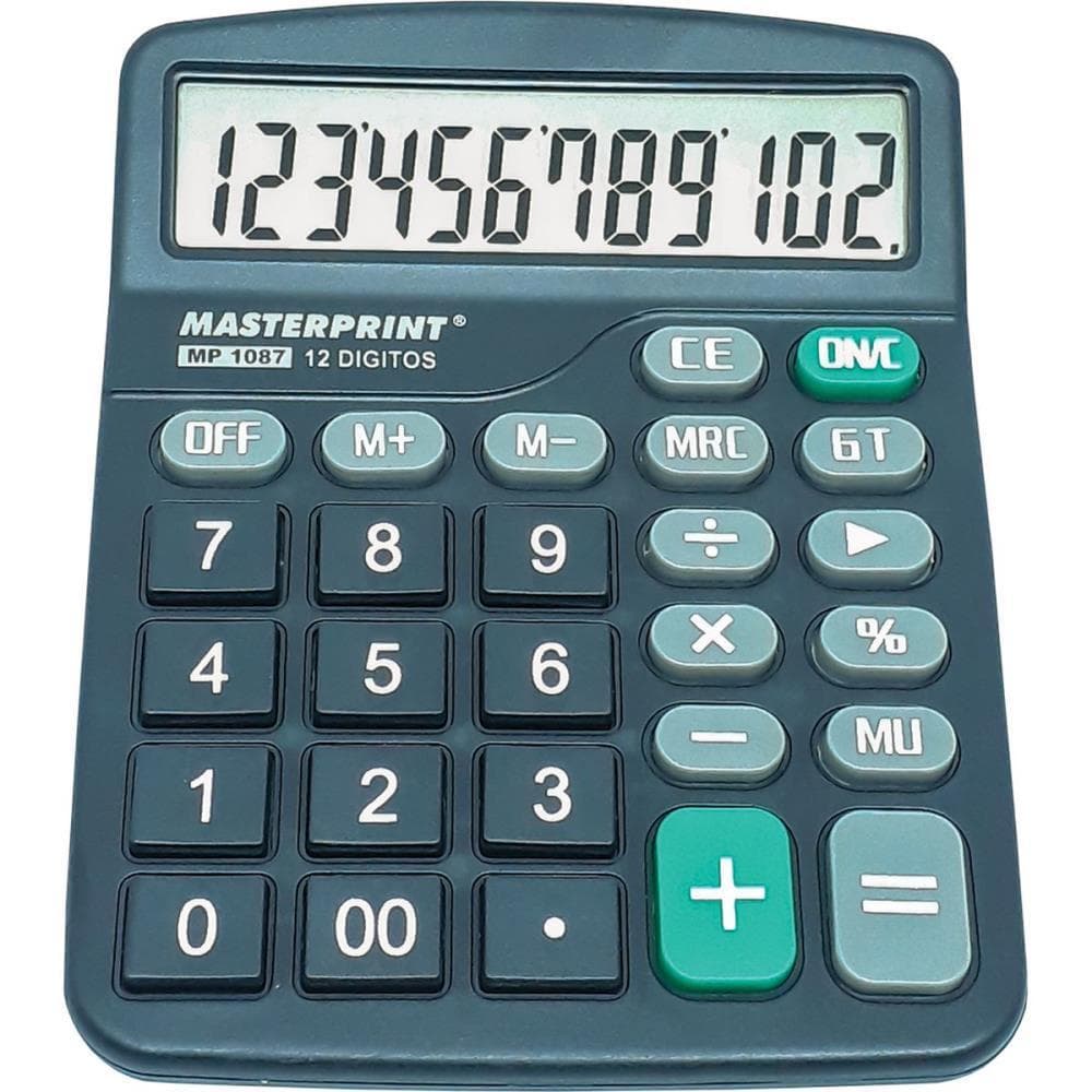 Calculadora de Mesa MP 1087 12 DIG. Preta Pilha