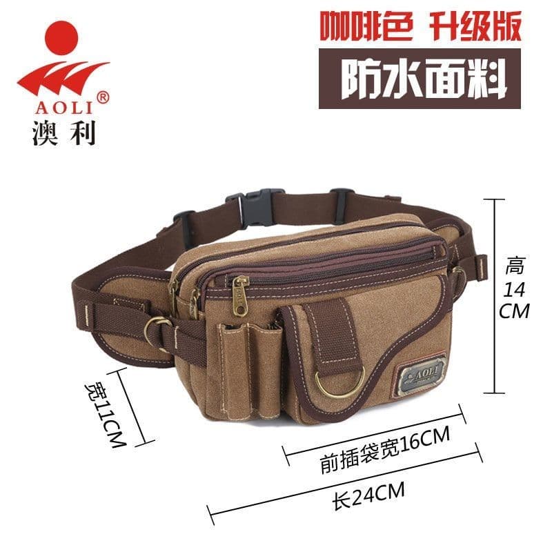 Bolsa de cintura masculina, bolsa de peito para celular, esportes de grande capacidade, lona à prova d'água, canteiro de