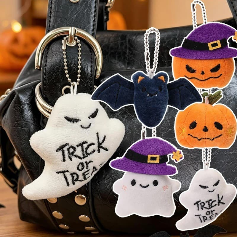 [Decoração De Halloween] Chaveiro De Pelúcia-Chaveiros De Carro De Mochila-Pingentes De Bolsa De Abóboras De Morcego Eng