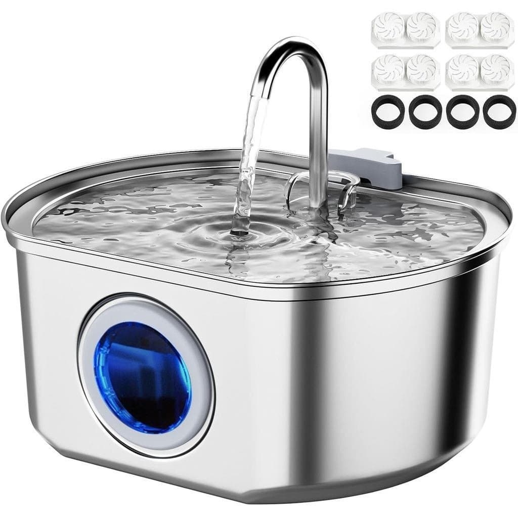 Fonte de Água para Gatos em Aço Inoxidável: 108oz/3.2L - Fonte de Água para Animais de Estimação - Dispensador Automátic