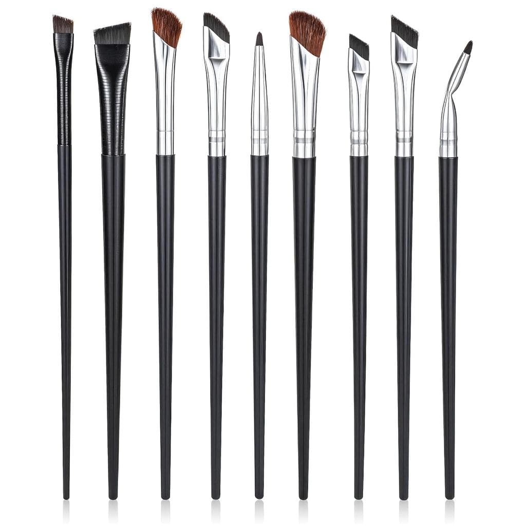 Conjunto de 9 Pincéis para Delineador Molain, Pincel para Delineador com Ponta Fina e Angulada, Conjunto de Pincéis de M