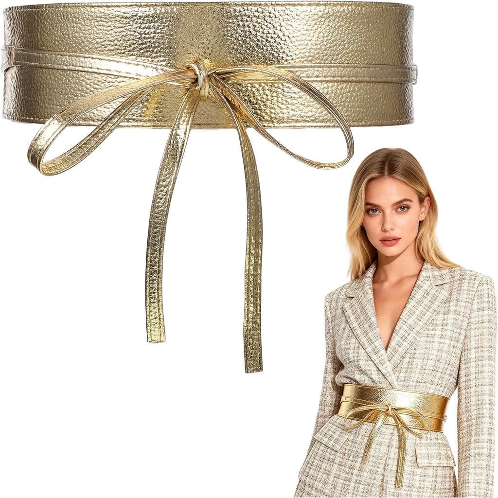 Cinto Obi Feminino, Cinto Largo de Couro Sintético com Laço, Cintos Obi de Moda para Vestidos e Macacões