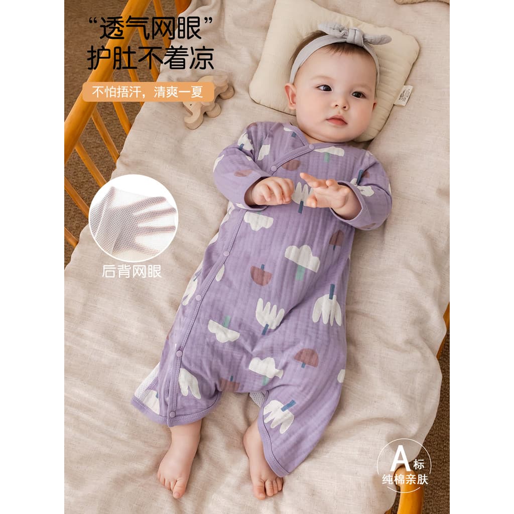 Malha traseira proteção da barriga pijamas do bebê primavera verão estilo fino puro algodão ar condicionado roupas camis