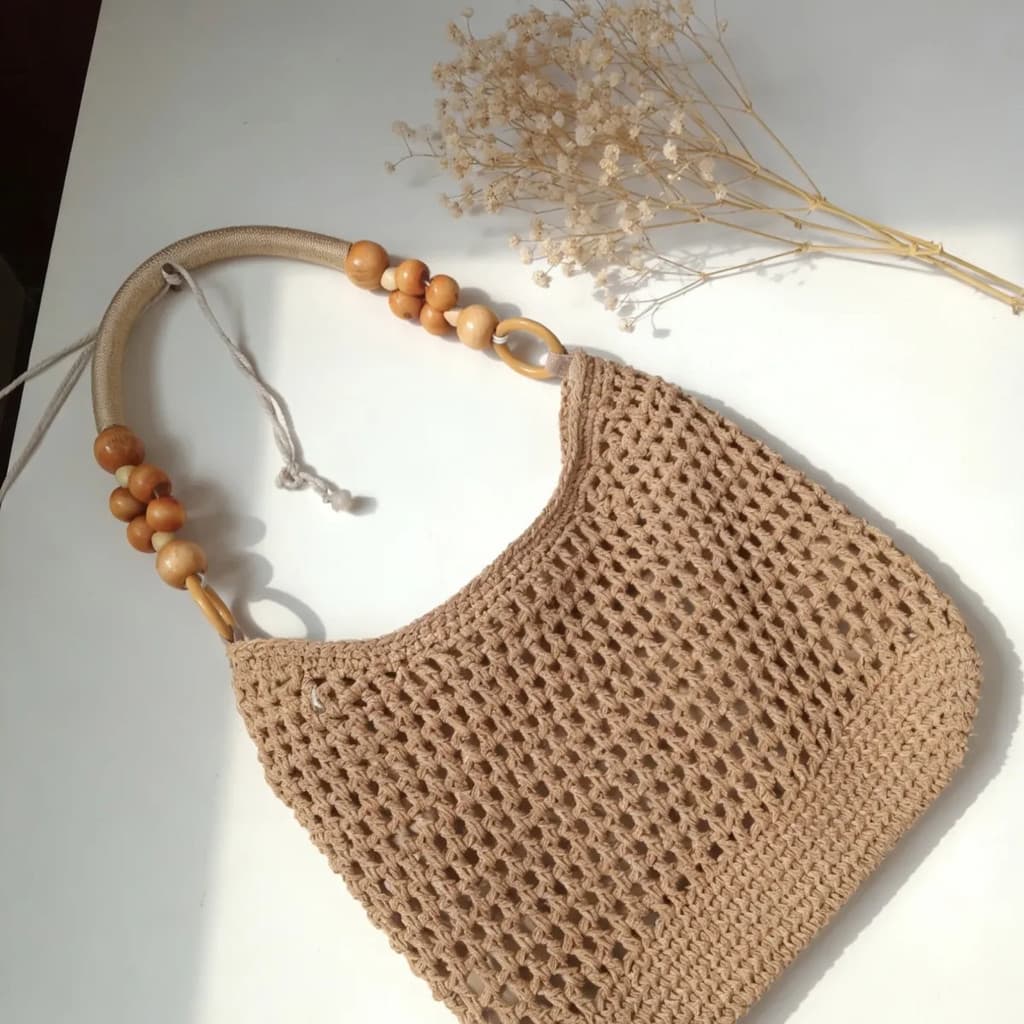 [XKB] (bege e cáqui) 2026 Novo estilo oco tecido bolsa feminina, bolsa de férias à beira-mar bolsa feminina