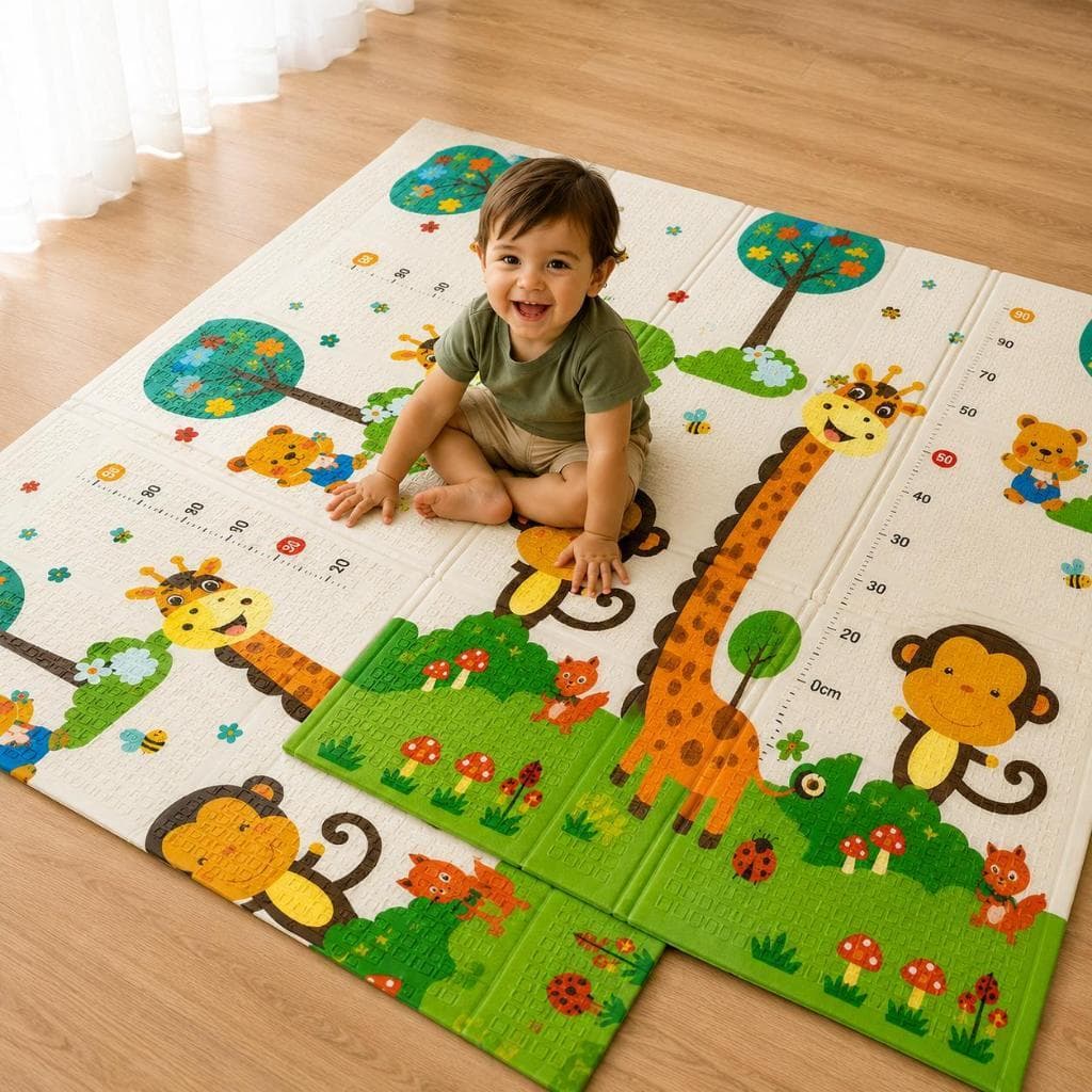 Tapete Amplo Infantil De Atividades Cidades e Floresta Dupla Face 1,5mx2m Dobrável Seguro