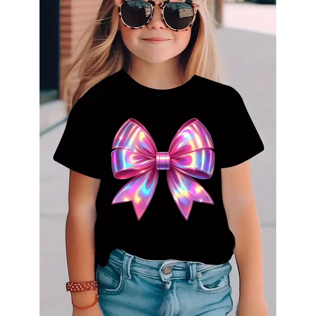 Camiseta Infantil Laço Rosa - Estampas Exclusivas para Crianças 100% Algodão Unissex Menino E Menina