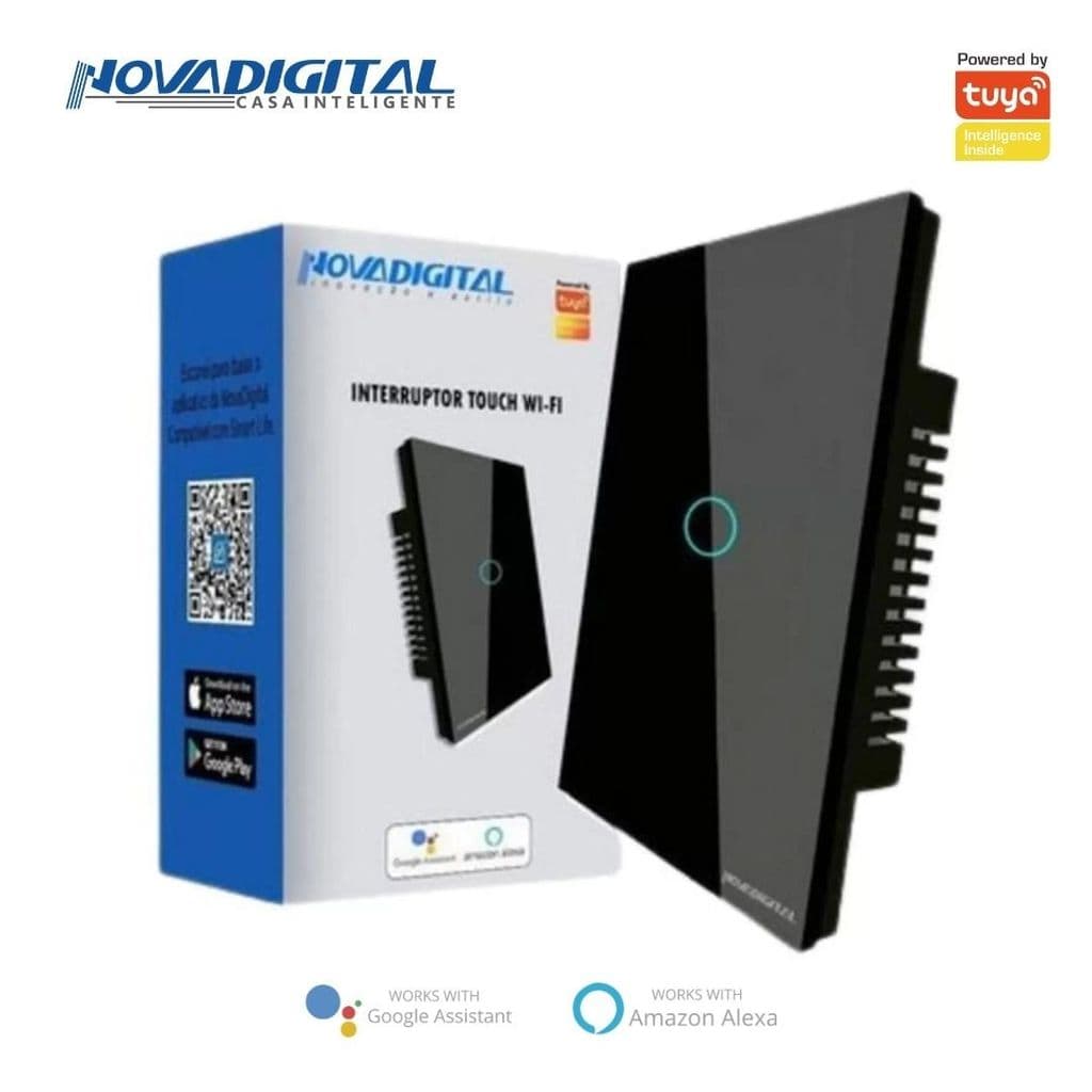 Interruptor Inteligente Wi-Fi Touch 1 Lite Botão Preto Nova Digital - 4x2
