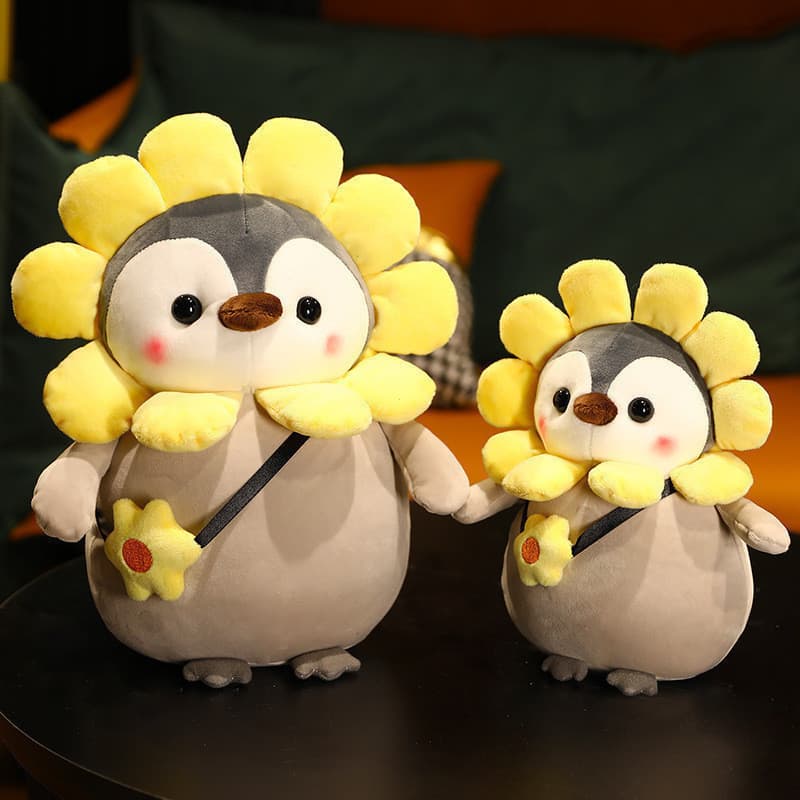 25cm Pinguim Brinquedos De Pelúcia Adorável Virar Para Dinossauro Sol Flor Bonecas Recheado Macio Travesseiro Boneca Cri
