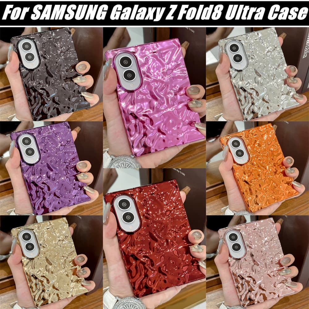 Novo Para 2026 Samsung Galaxy Z Fold 8 Ultra 7 6 Capa De Telefone Dobrável De Cor Sólida Galvanizada Com Ondulação De Ág