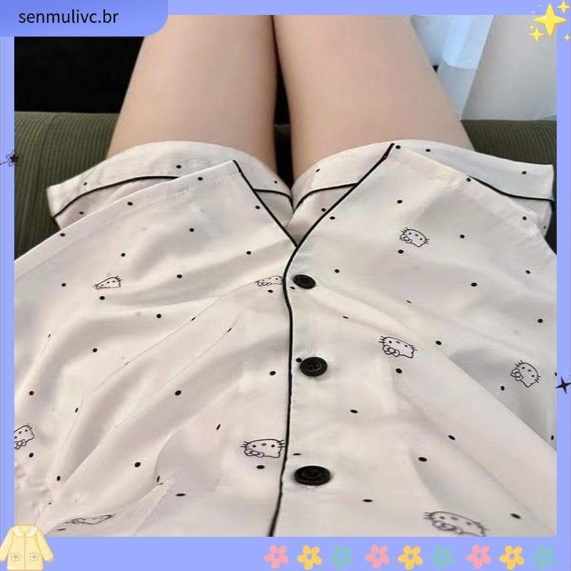 Loja venda quente bonito pijamas de seda gelo meninas 2 026 verão novo estilo de manga curta gelo seda legal ar condicio
