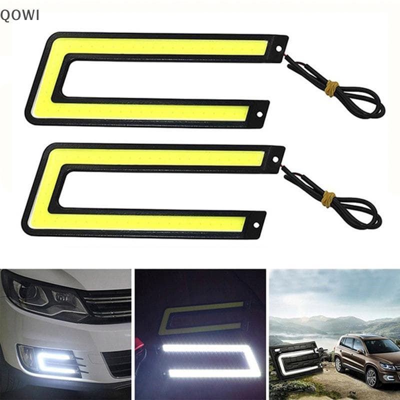 qo 1 Peça Em Forma De U 12V LED COB Carro Auto DRL Condução Lâmpada Diurna Luz De Neblina br