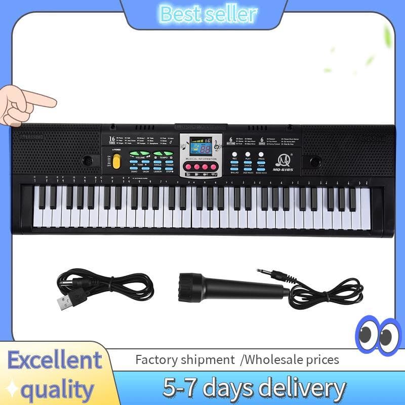 61 Teclas Piano Eletrônico Música Digital Teclado Instrumento Musical Presente Com Microfone Para Crianças Iniciantes