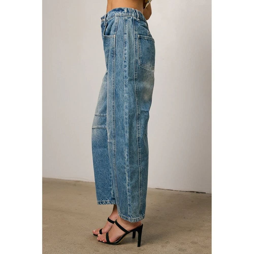 Retro na moda Jeans 2025 primavera outono solto perna larga lavado Casual All-Match calças compridas