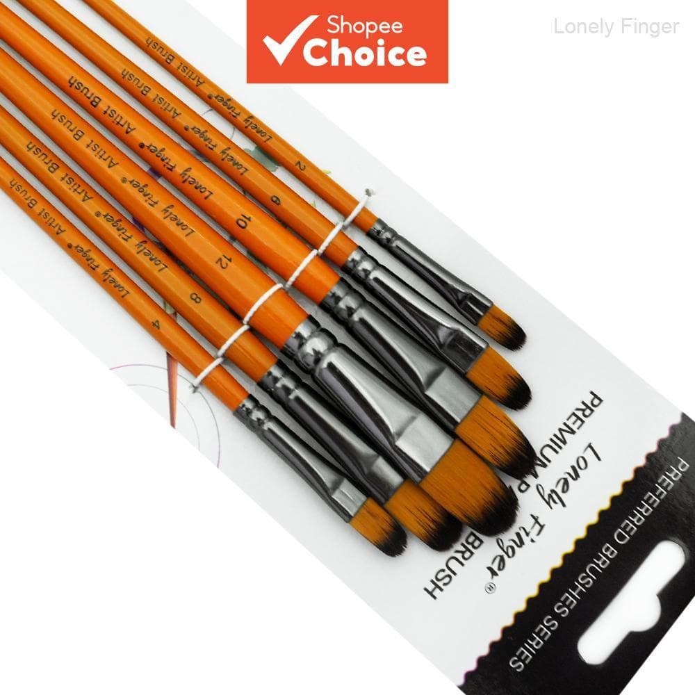 Conjunto de 6 Pincéis Filbert Lonely Finger - Pincéis de Pintura Suaves Anti-Queda de Cerdas de Nylon para Acrílico,
