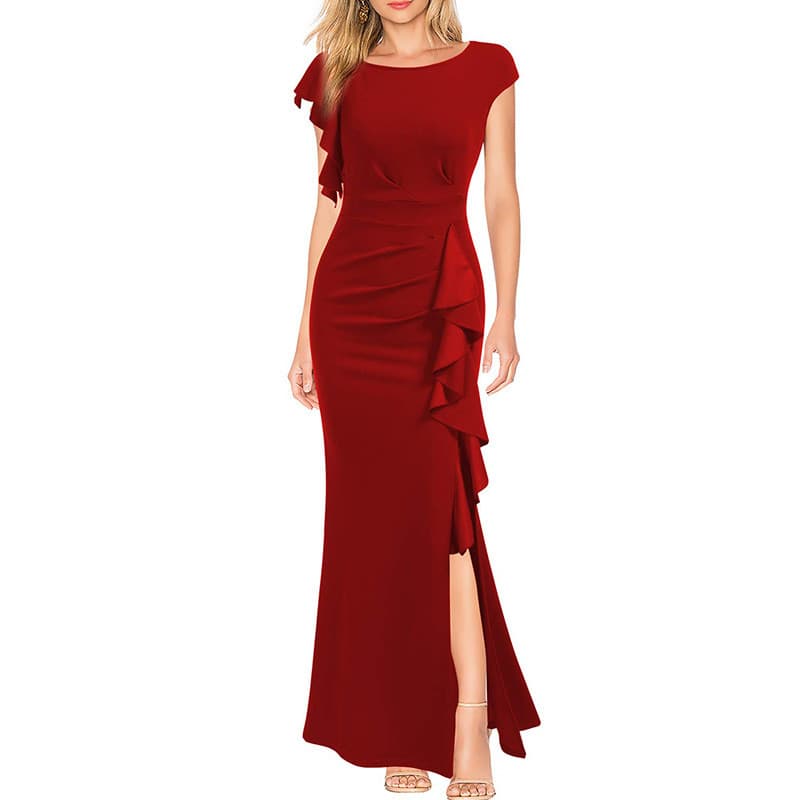 Commuter saia longa elegante saia cintura europeu americano fenda vestido estilo festa à noite saia feminina saia alta e