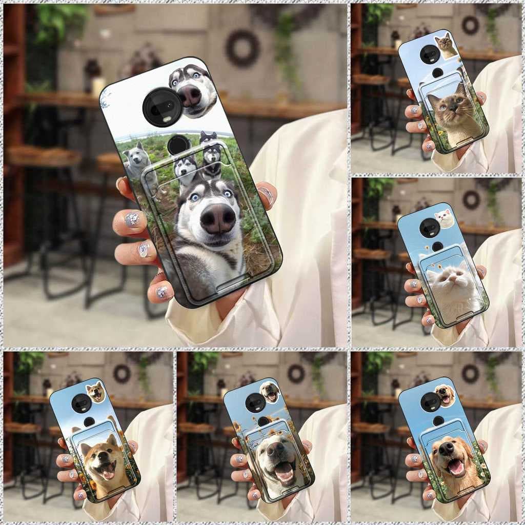 Capa De Telefone Graffiti Com slot Para Cartão MOTO G7/G7 Plus Cute Cartoon Soft case Cat Anti-Poeira knock Manga Cachor