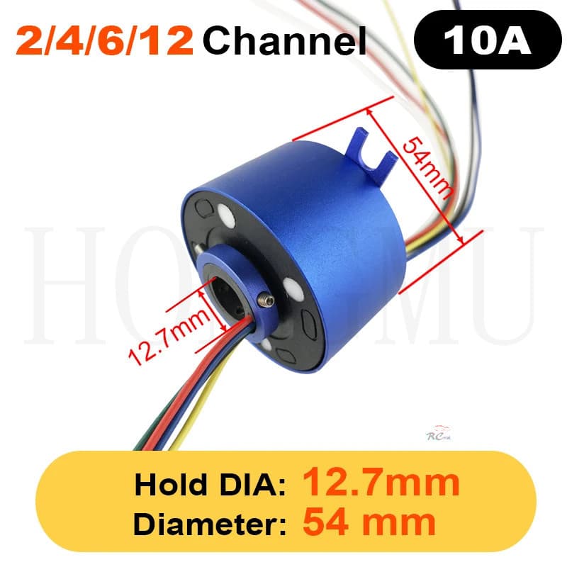 Anel Deslizante De Eixo Oco , Diâmetro Do Furo 12.7mm 2/4/6/12 Canais 10A OD 54mm , Braço Automático , pedestal Rotativo