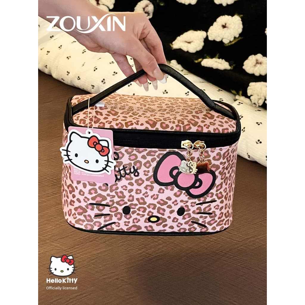 Saco cosmético portátil feminino grande capacidade bonito Kitty saco de armazenamento viagem portátil saco de higiene pe