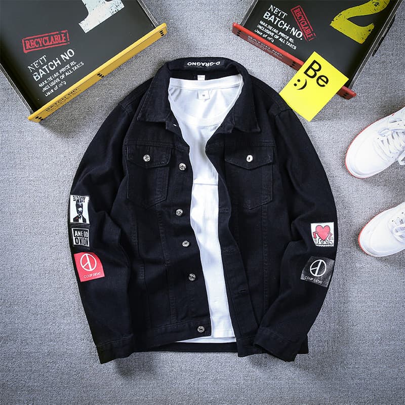 Jaqueta jeans masculina, novo estilo europeu e americano, casaco jeans casual de cor sólida, tamanho grande, versão夹克