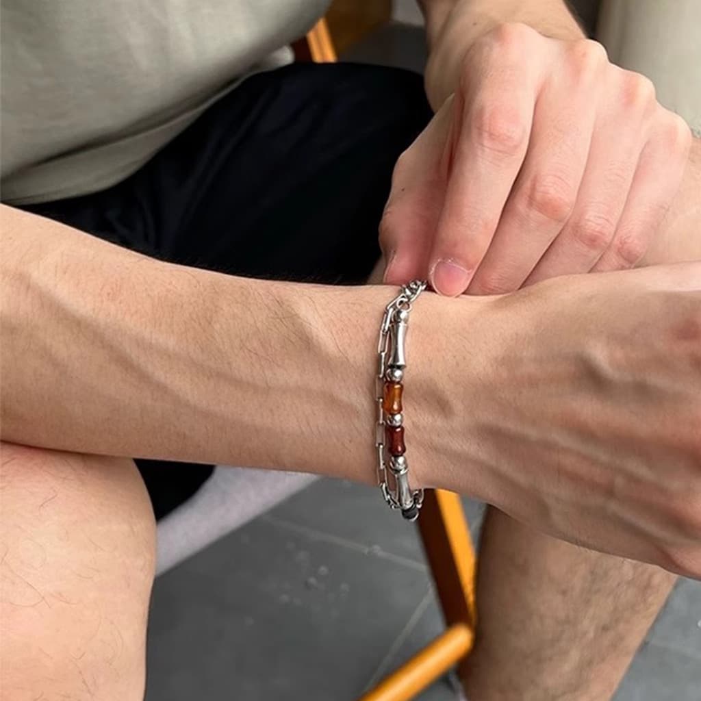 Hip Hop único pulseira masculina titânio aço All-Match rua estilo legal pulseira na moda nicho legal mão jóias High-End