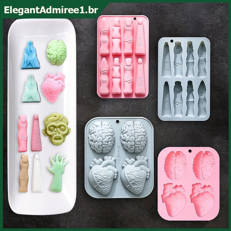 ELEGA Moldes De Silicone Para Halloween , Dedos , Cérebro , Coração , Chocolate , Doces , Bolo , Cubo De Gelo