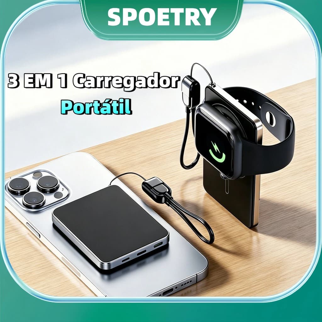 3 EM 1 Carregador Portátil 10000mAh 22.5W Super carregamento rápido Para Iphone Indução Magsafe Powerbank Battery Pack
