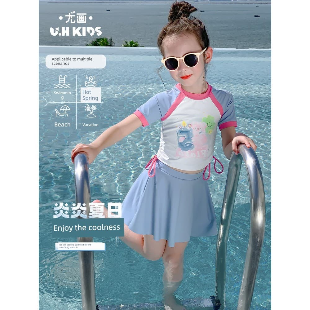 🔥 Maiô com Saia Infantil 🔥 para Meninas Praia Piscina VENDA QUENTE Moda Praia Meninas Youhua Vestido De Banho Feminino