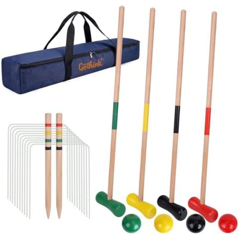 Conjunto De Croquet GOTHINK 4 Jogadores Com Bolas De Madeira Para Adultos & amp ; Crianças-Jogos Ao Ar Livre De Verão At