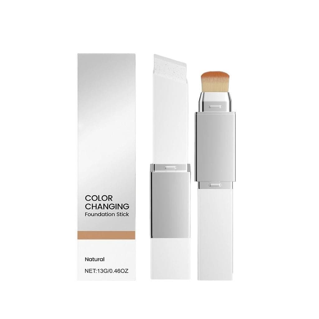 BlancCoverStickV - Bastão de Base que Muda de Cor - Base Hidratante para Maquiagem, Dupla Face com Pincel Integrado, Por