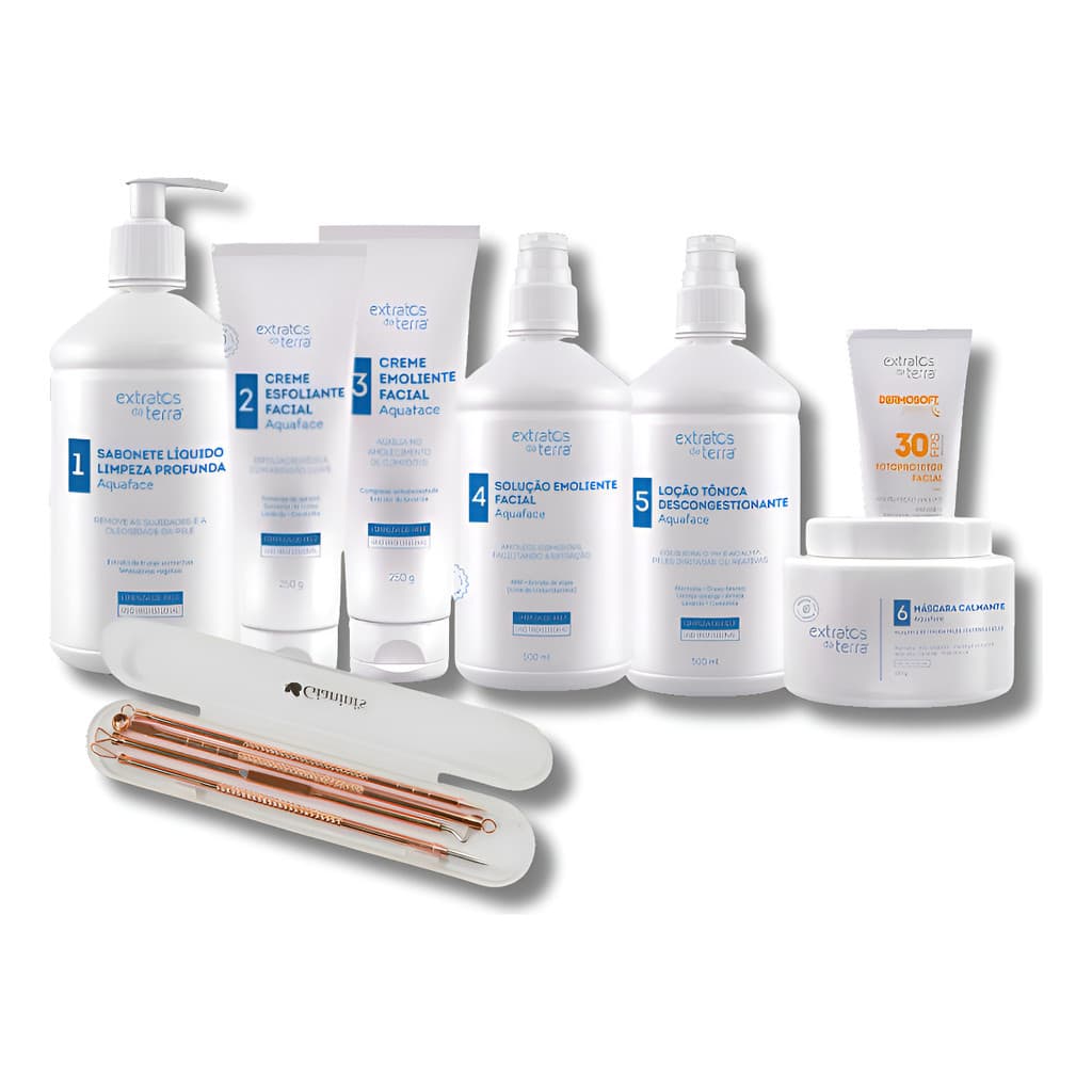 Kit Limpeza Pele Completo Profissional Aquaface 7 Produtos