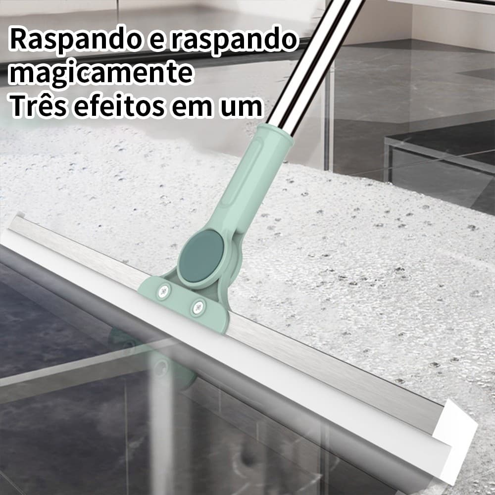 Rodo de Silicone Multiuso 2 em 1 Vassoura e Limpador de Vidros para Uso Seco e Molhado