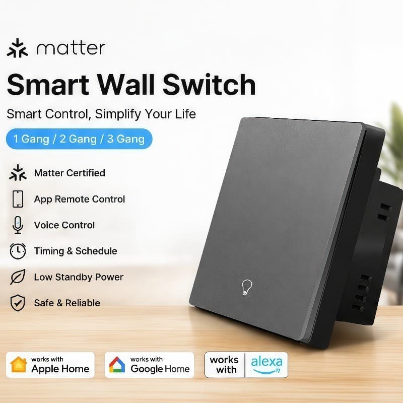 Interruptor De Parede Inteligente Com Botão De Pressão Matter 1/2/3 Gang 86 * 86mm Controlador De Luz De Fio Neutro E Vi
