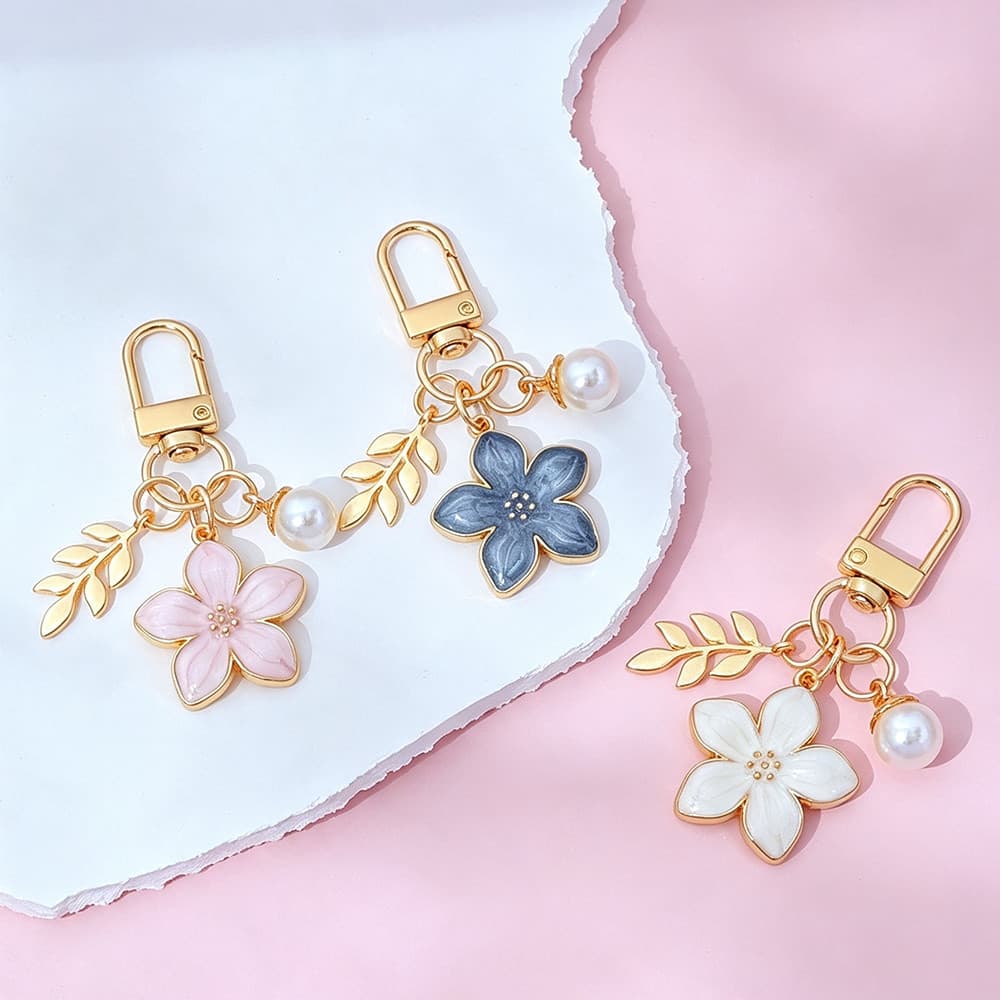 Simples Sakura Chaveiros Doce Cereja Flor Metal Chaveiro Bolsa Acessórios Amigo Presentes Lembrança