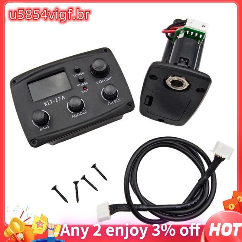 - Pré-Amplificador EQ De Guitarra Acústica 17A , Com Afinador De Procedimento Digital , Equalizador De 3 Bandas , Substi