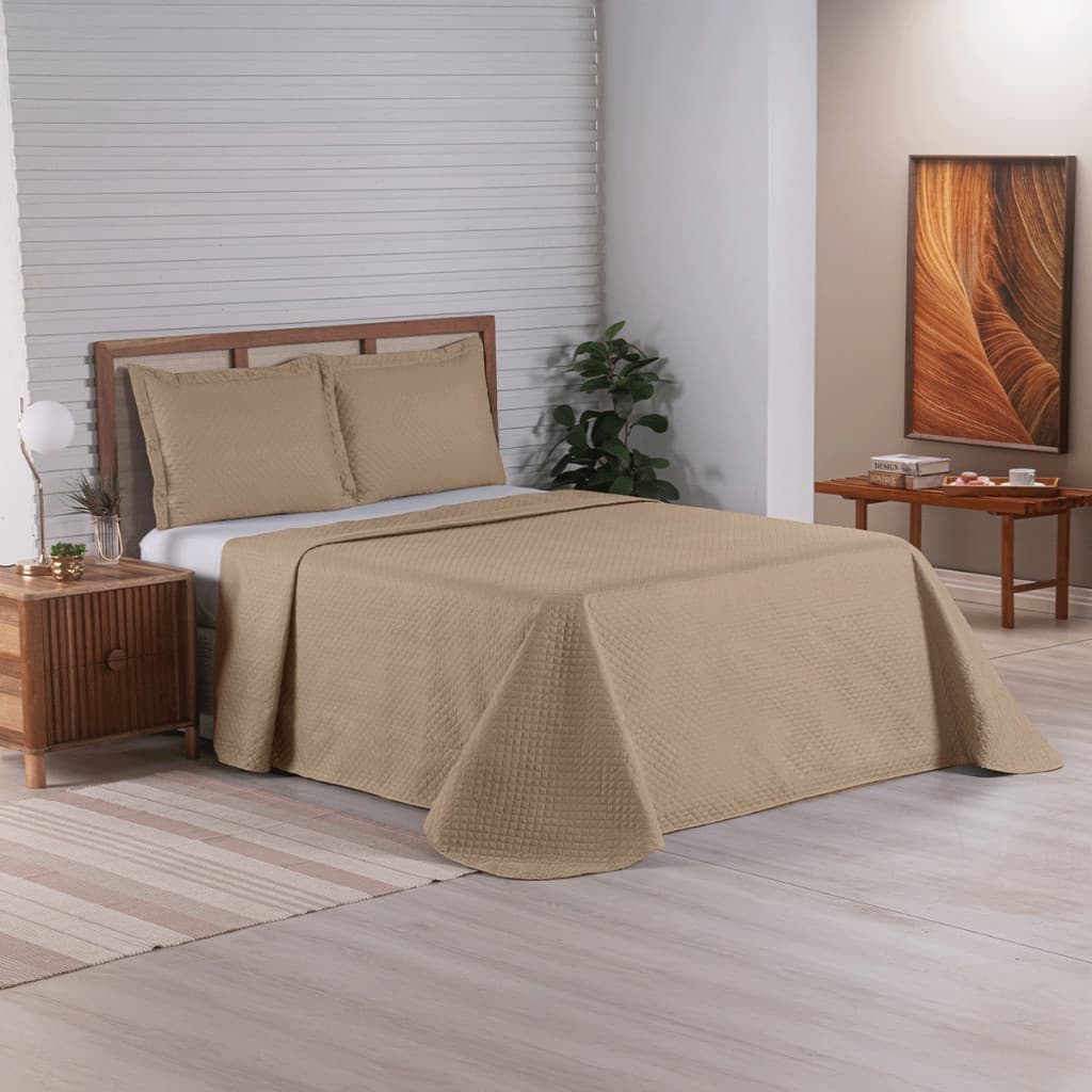 Kit Cobre Leito Viena King 3 Peças Colcha Bouti Cama Box com 2 portas travesseiros