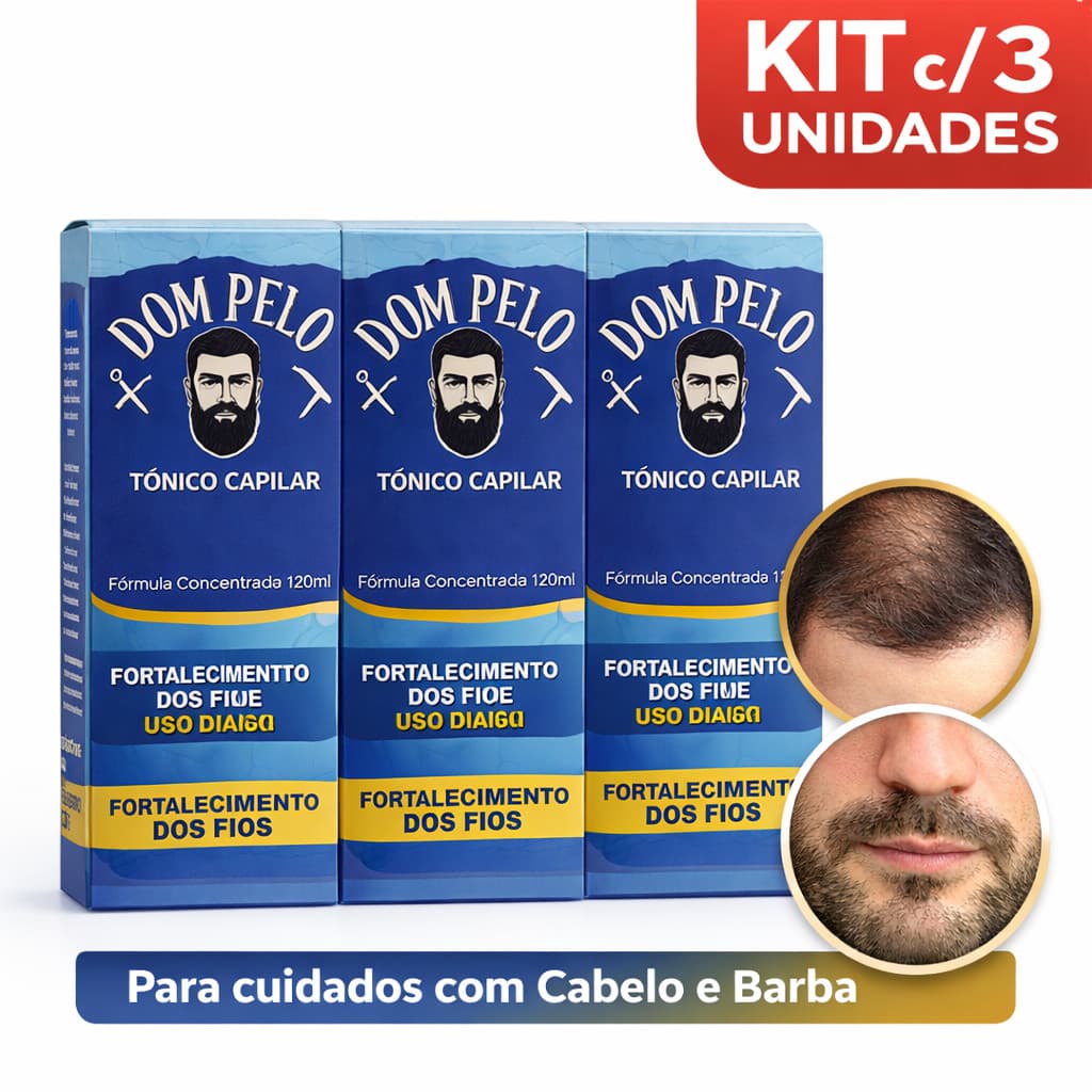 Kit 2/3 Tônico Capilar Dom Pelo 120ml – Fortalece Cabelo e Barba, Melhora a Aparência dos Fios