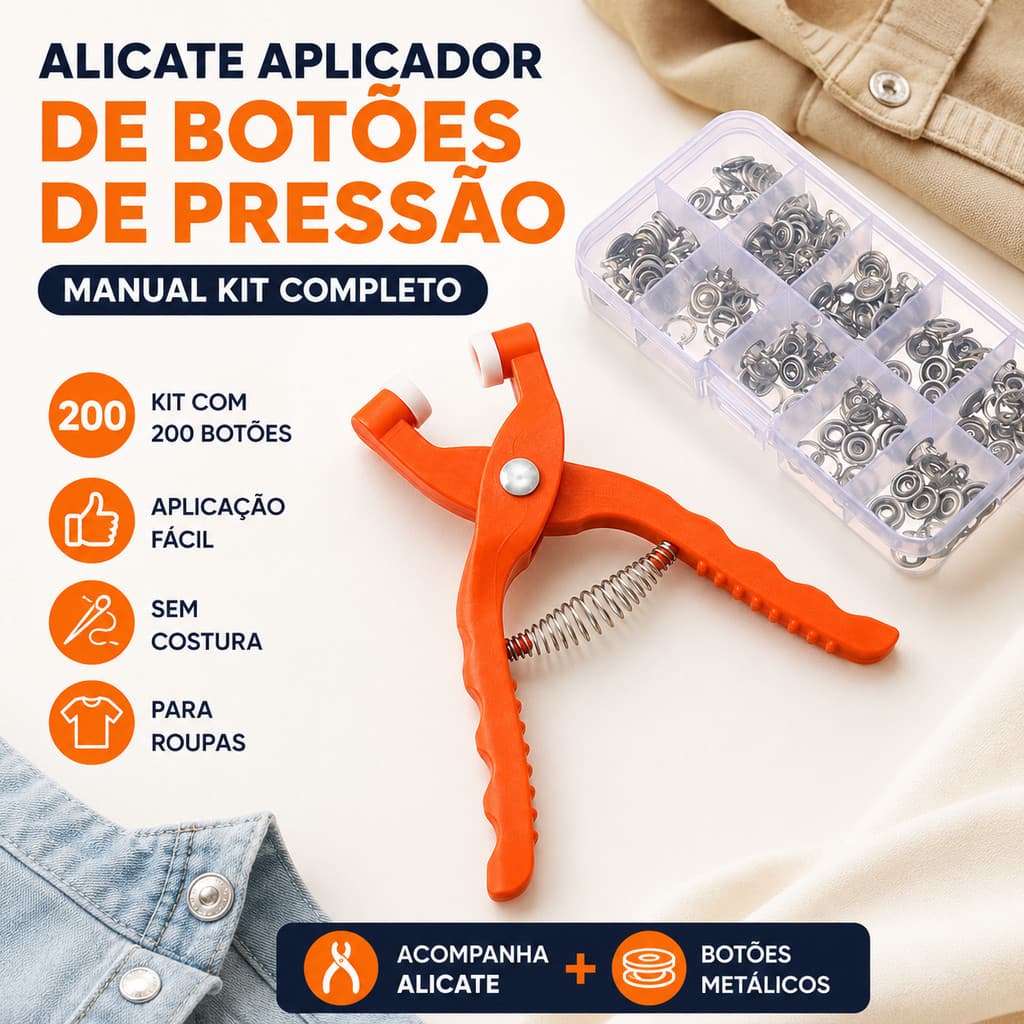 Alicate Aplicador Com 200 Botões De Pressão De Metal , Kit De Fixação De Ilhós Para Roupas De Bebê , Artesanato De Costu