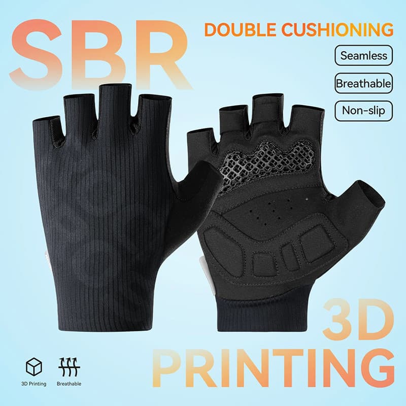 ROCKBROS Luvas De Ciclismo Meio Dedo 3D Palma Almofada Absorção De Choque Antiderrapante Homens Mulheres Verão Respiráve