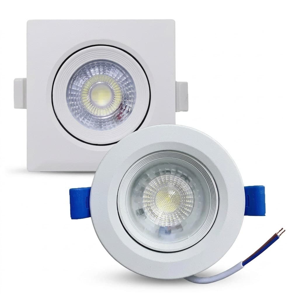 Kit 10 ou 5 Spot Redondo Quadrado Led 10w Branco Quente Luminaria Teto