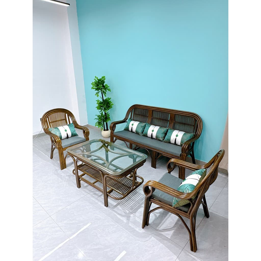 Jiangnan rattan arte novo chinês rattan varanda cadeira mesa de café combinação lazer cadeira sala estar conjunto móveis